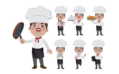 Set of Chef characters in different poses