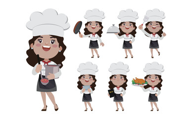Set of Chef characters in different poses