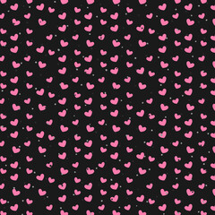 Pink Heart Polka Dot Black Color Pattern