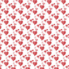 Fototapeta na wymiar Handdrawn Red Heart Valentine pattern