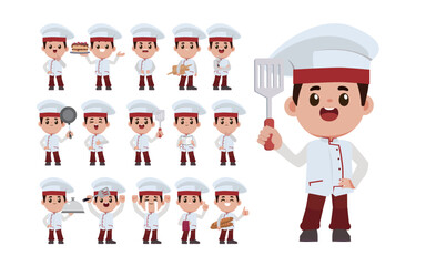Chef with different poses. vector
