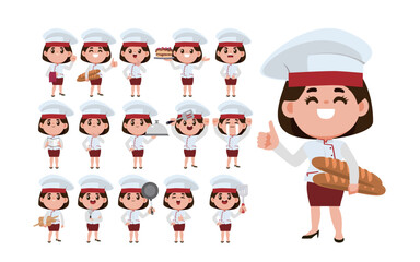 Chef with different poses. vector