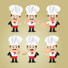 Set of Chef characters in different poses