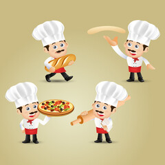 Set of Chef characters in different poses