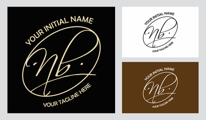 Logo signature Nb N b initial handwriting Nb initial handwriting template vector hand lettering for designs or for identity