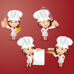 Chef with different poses. vector