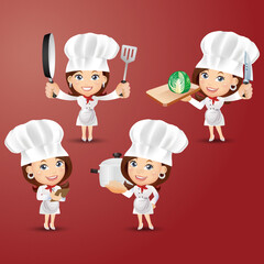Chef with different poses. vector