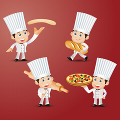 Set of Chef characters in different poses