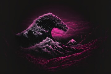 Black pink. black and Pink great wave. Generative AI