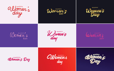 International Women's Day lettering with a Happy Women's Day greeting and love shape suitable for use in cards. invitations. banners. posters. postcards. stickers. and social media posts