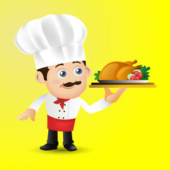 Chef with different poses. vector