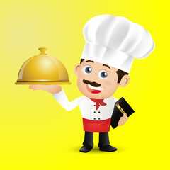 Chef with different poses. vector