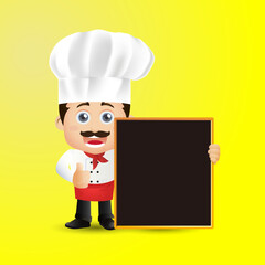 Chef with different poses. vector