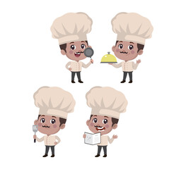 Chef with different poses. vector