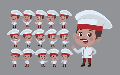 Set of Chef characters in different poses