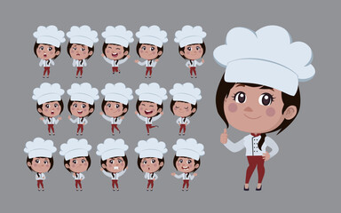 Set of Chef characters in different poses