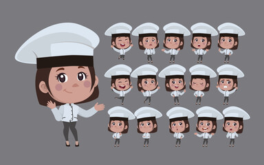 Set of Chef characters in different poses