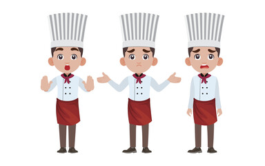 Chef with different poses. vector