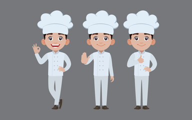 Chef with different poses. vector