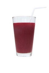 Beetroot Isolated cutout PNG.(Garden beet, Common beet) juice smoothie purple in tall glass with plastic straws white and fresh organics for refreshing drinks. Healthy drink detox juice nutritious. 