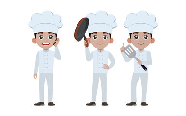 Chef with different poses. vector