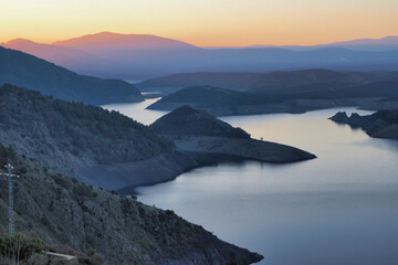 atazar reservoir at sunset