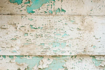 Papier Peint photo autocollant Vieux mur texturé sale Blue, turquoise, white old wooden plank background. stripes