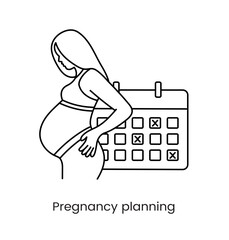 Naklejka na ściany i meble Pregnancy planning icon line in vector.