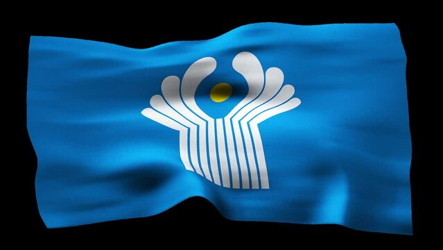 Commonwealth of Independent States flag realistic waving on transparent background. Seamless loop animation with high quality 4K