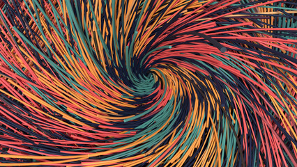 abstract multicolored background with spiral made of 3D lines
