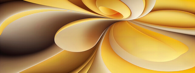 Panoramic yellow pastel abstract wave wallpaper, yellow pastel background