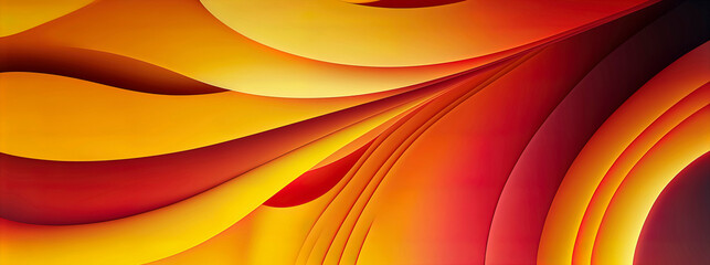 Panoramic yellow abstract wave wallpaper, yellow background