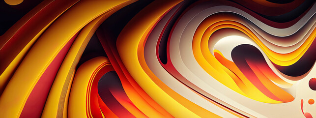 Panoramic yellow abstract wave wallpaper, yellow background