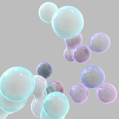 group of lightweight bubbles close up view isolated on gray