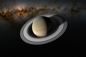 Saturn planet in the solar system - 3d illustration, closeup view