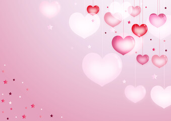 ピンクの背景にハート模様　バレンタインやクリスマス素材　