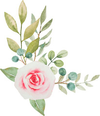 Obraz premium Pink rose bouquet watercolor