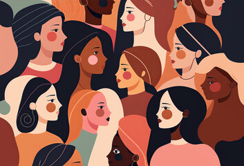 A group of women from different ethic backgrounds standing together. Generative ai