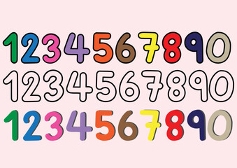 Color Numbers 0 to 9. 
