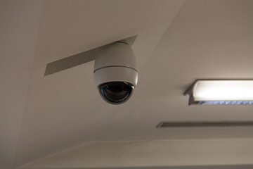 Ceiling circular camera for video surveillance.