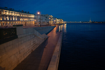 Summer white night in St. Petersburg. neva river