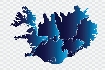 Iceland Map indigo Color on White Background quality files png