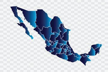 Mexico Map indigo Color on White Background quality files png