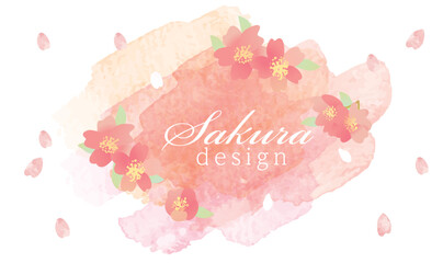 桜の水彩風　春の背景イラスト