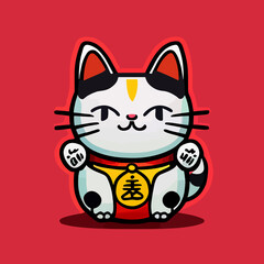 lucky cat flat design, vector art, lucky cat icon, chinese