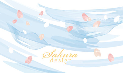 桜の水彩風　春の背景イラスト