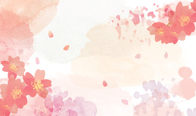 Fototapeta na wymiar 桜の水彩風　春の背景イラスト