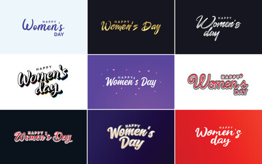 Eight March typographic design set with a Happy Women's Day theme