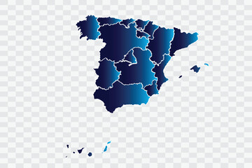 Spain Map indigo Color on White Background quality files png