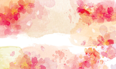 桜の水彩風　春の背景イラスト